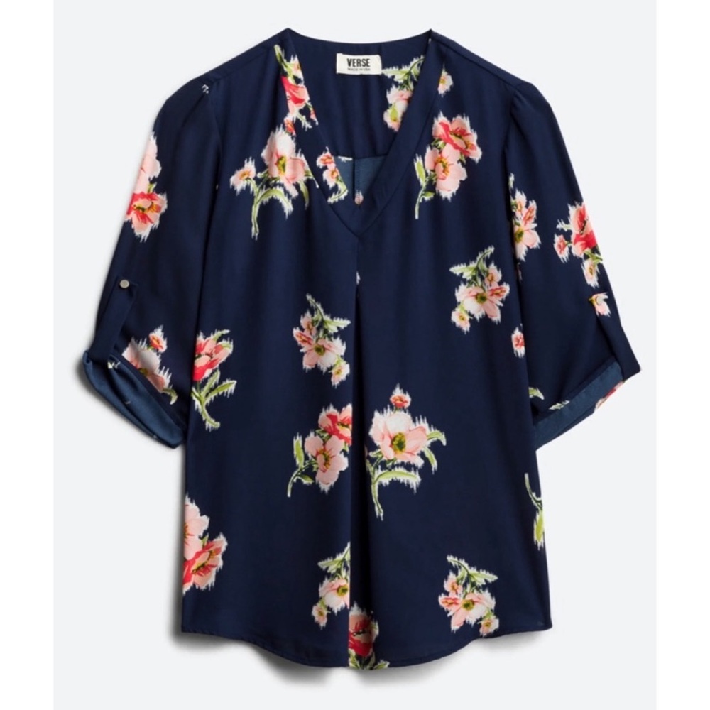 Verse blue floral print blouse